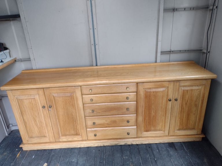image for 1960's Genuine Solid English Oak Dining Room Set with 10 chairs.