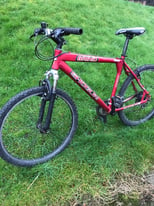 Red frame mountain bike