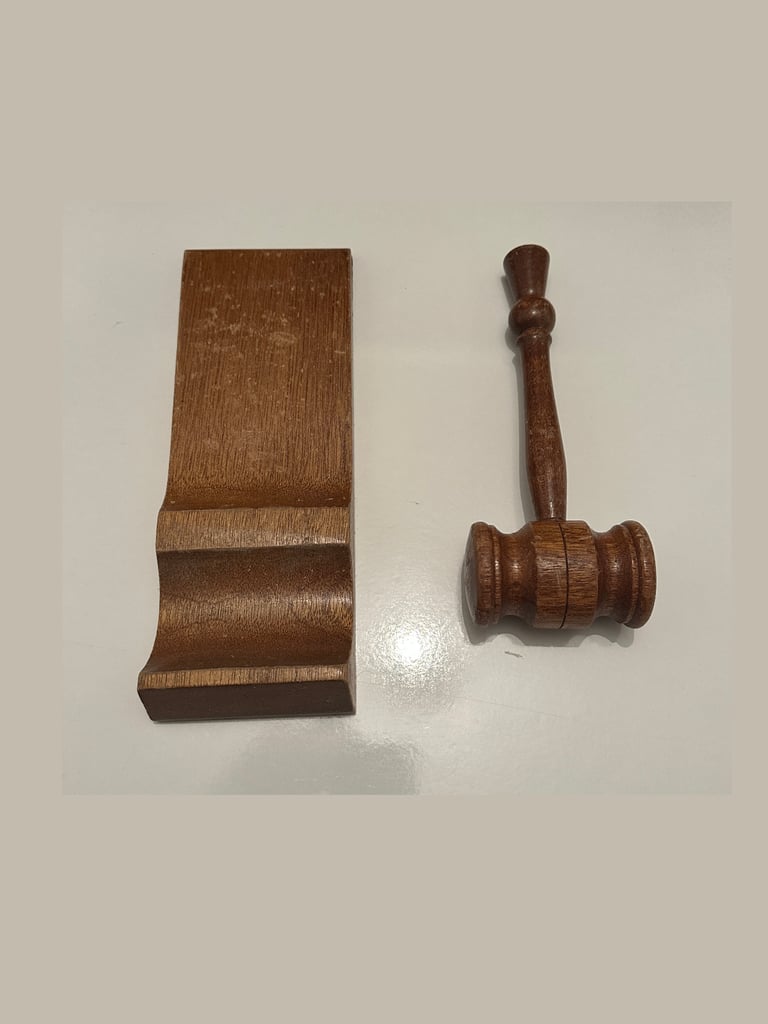 image for Antique Auctioneers Hammer and Stand