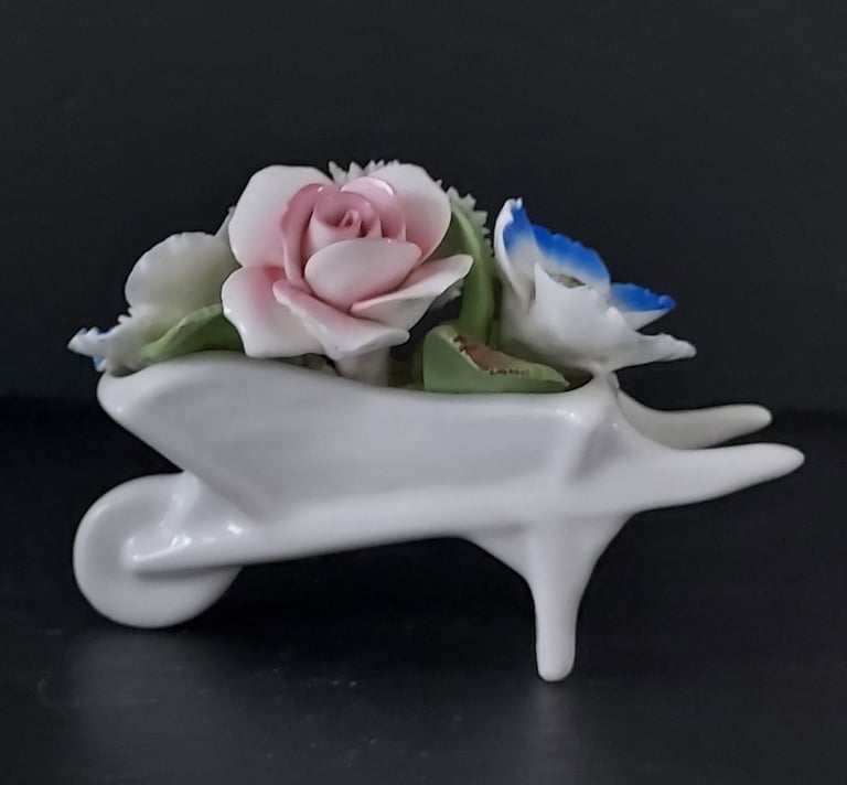 Vintage Royale Stratford Fine Bone China Floral Bouquet in Wheelbarrow
