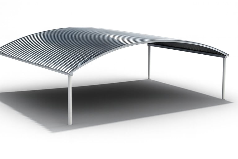 4m × 8m Galvanized Curved Self-Supporting Steel Roof – Ideal for Carport, Shed, or Canopy