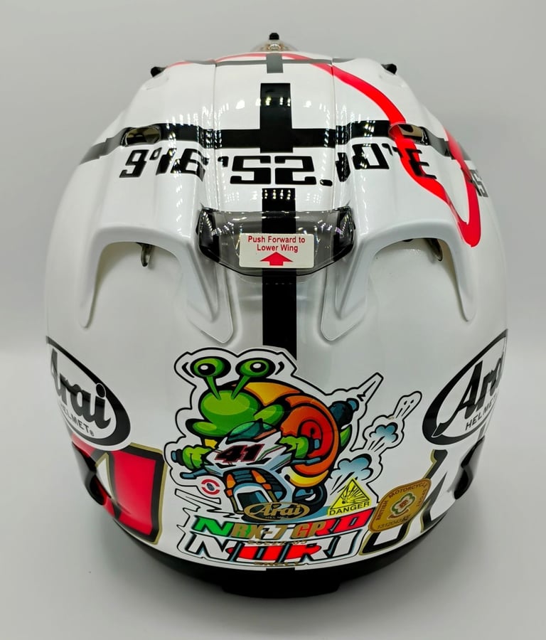 RARE COLLECTORS ITEM - #ARAI RX-7 MOTORCYCLE HELMET - NORIYUKI HAGA MONZA WHITE
