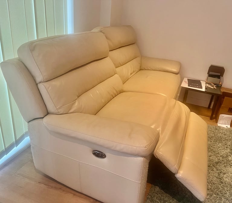 Beige Leather Sofa