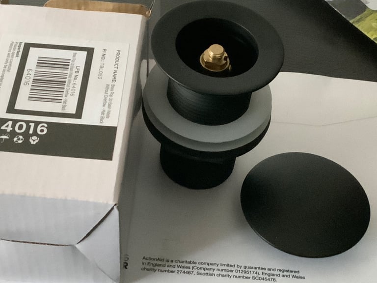 Matt black unslotted pop up sink waste