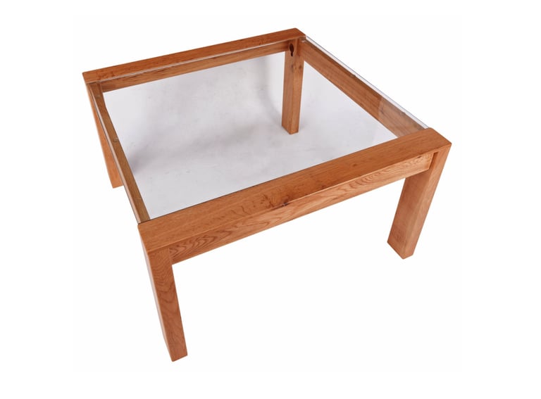 Square Solid Wood & Glass Coffee Table