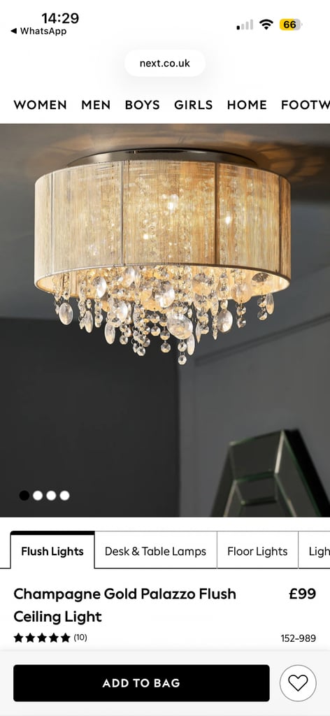 image for Next Champagne Gold Ceiling Light