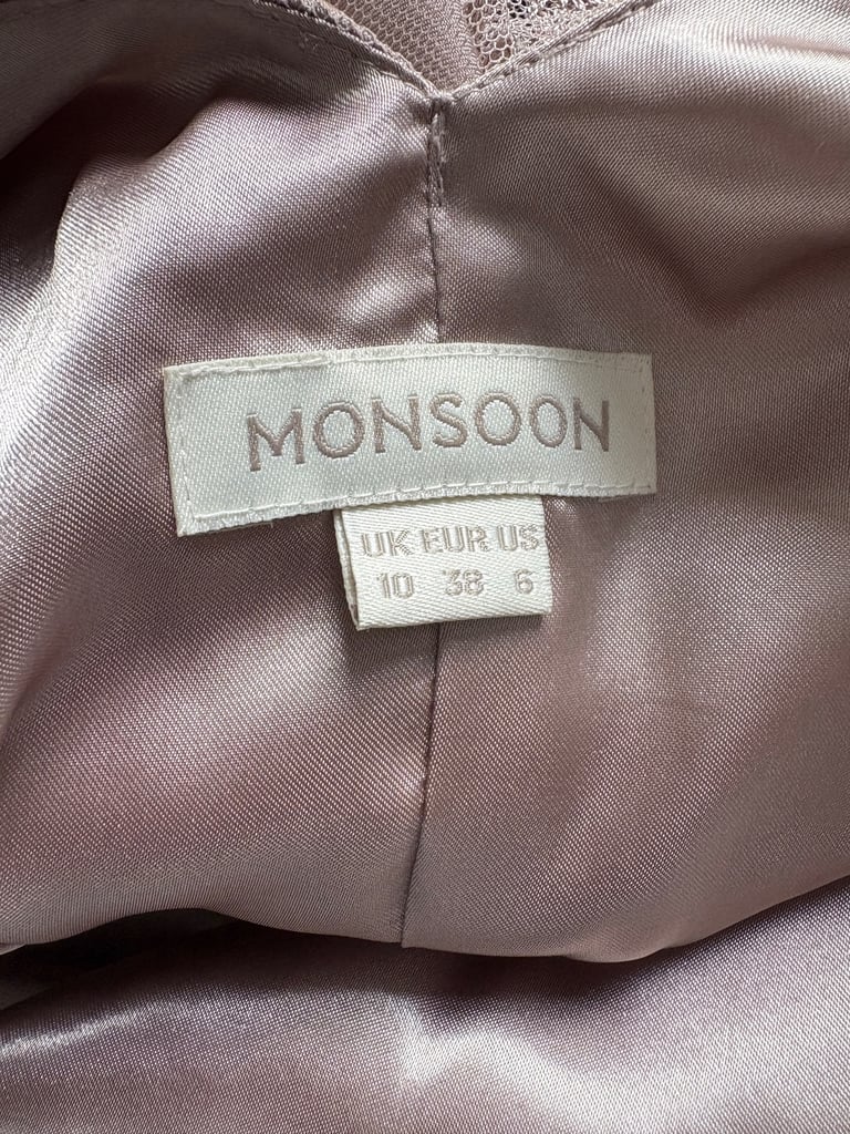 Monsoon taupe evening dress uk size 10
