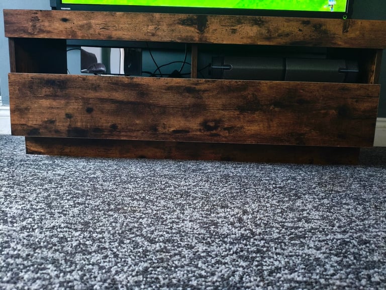 Compact rustic tv stand and drawer