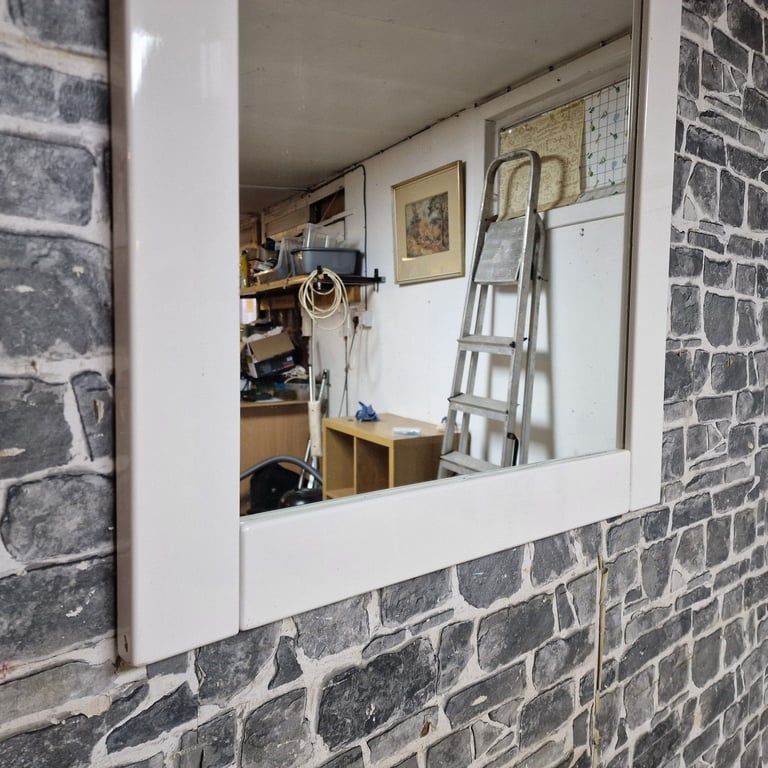 White Framed Wall Mirror – Modern Square Design