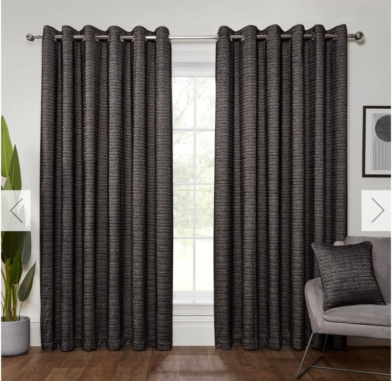 image for Halden Black Eyelet Lined Curtains