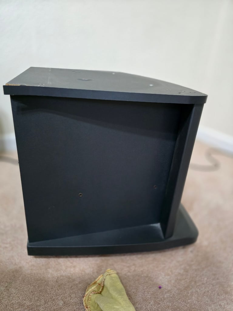 Black TV stand /cabinet. on casters mobile 
