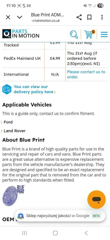 Blue Print ADM59178 Water Pump, engine cooling for ford,land rover, mazda, 
