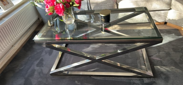 image for Chrome coffee table with safety glass 