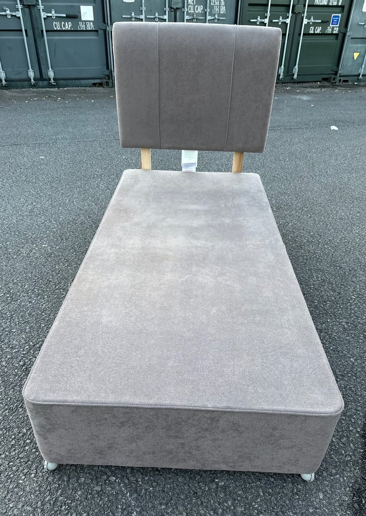image for Single divan bed base with two drawers and headboard 