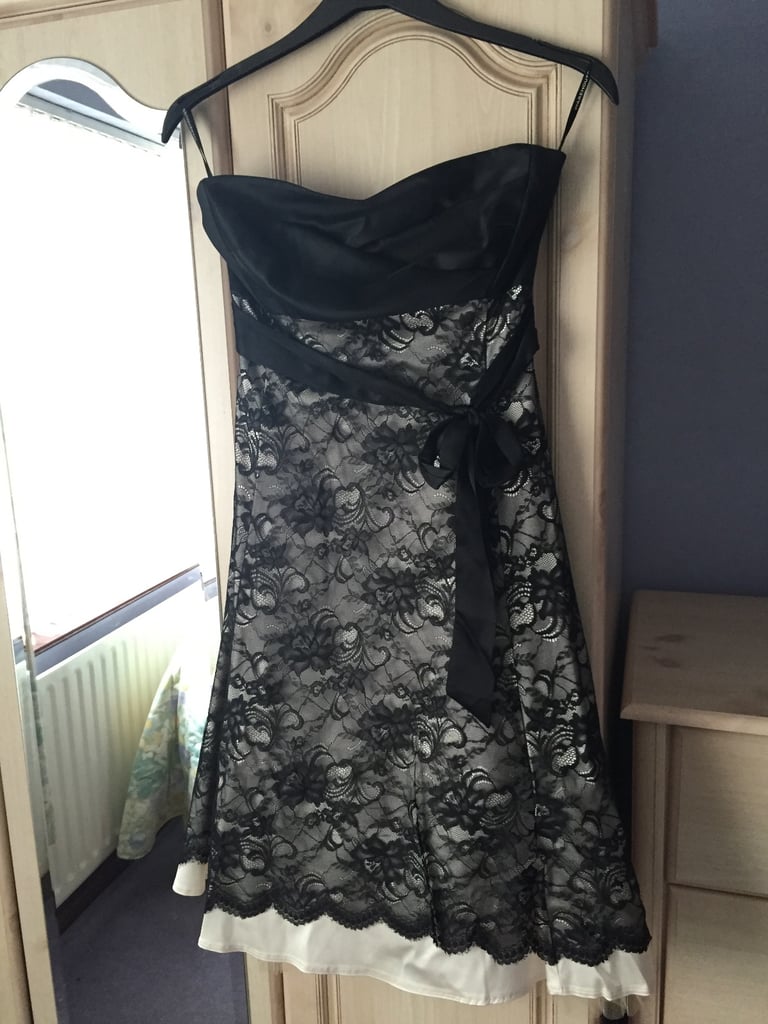 image for Ivory & Black Lace Cocktail Dress 