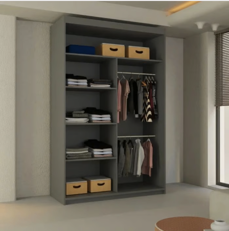 Brand New - Chicago Mirror Sliding Door Wardrobe - Grey - SAME/NEXT DAY DELIVERY