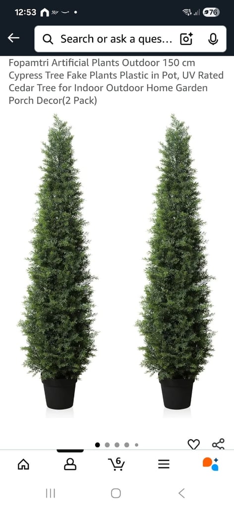 image for 2 x artificial cypress trees 