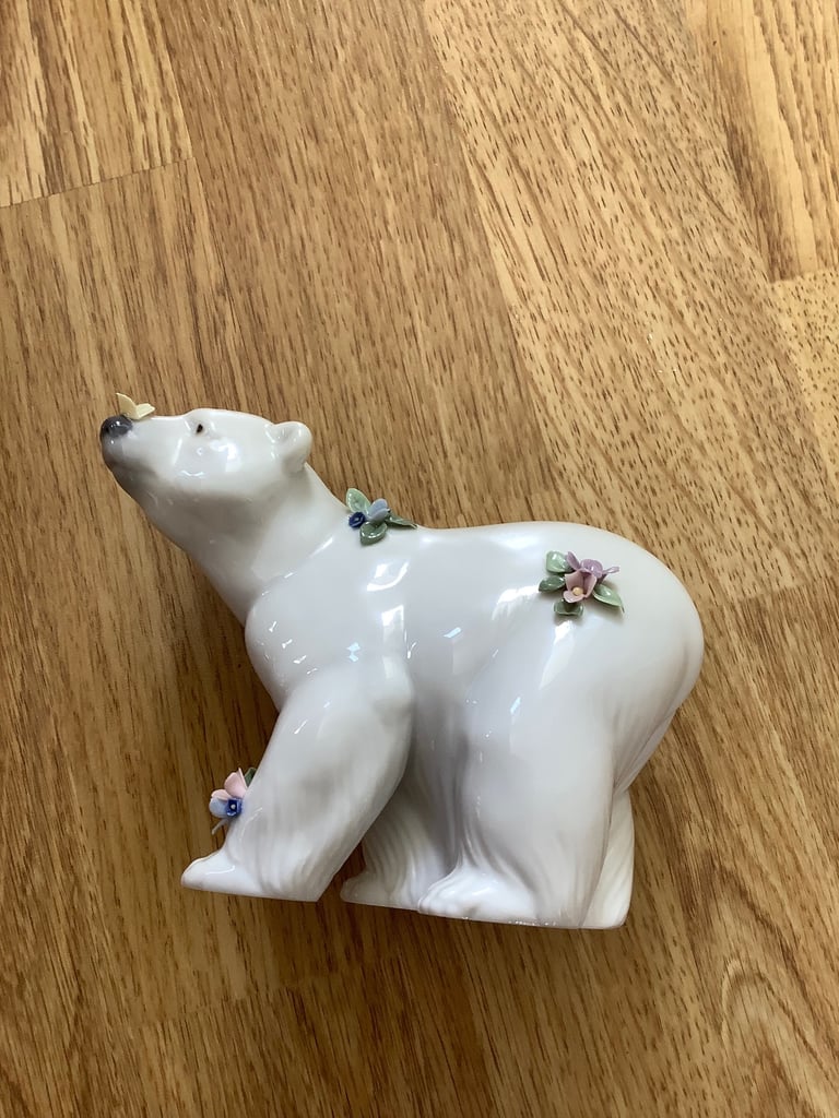 image for Lladro Polar Bear with flowers