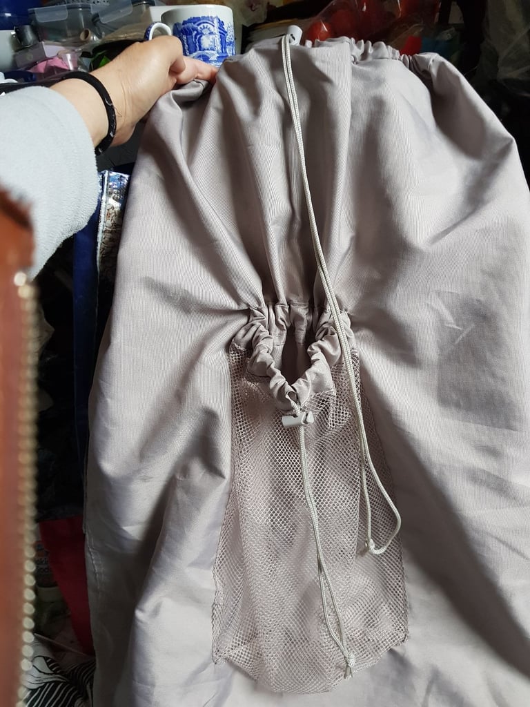 Grey Backpack Laundry Bag with Shoulder Straps