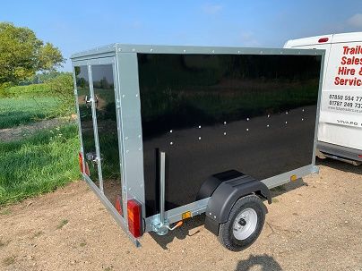 image for Box Trailer 7' x 4' x 4' in Black or White with Lockable Doors 750kgs - Tickners Eco