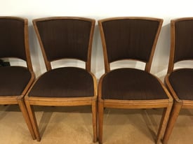 SET OF FOUR ART DECO OAK DINING CHAIRS FOR UPHOLSTERING.