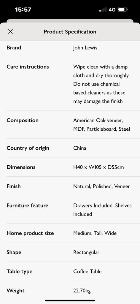 John Lewis coffee table 