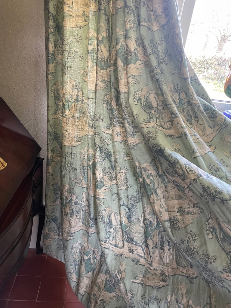 image for SHEILA COOMBS COLLECTION &quot;Eliot&quot; - Toile heavy  linen curtains bespoke 