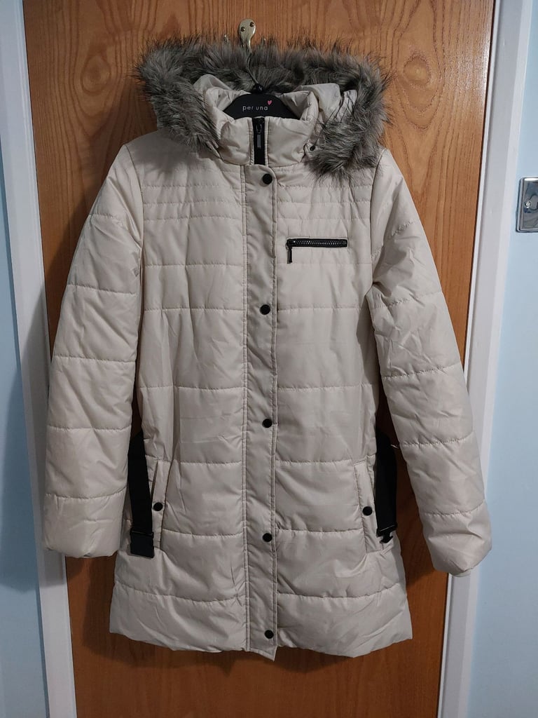 image for Ladies Cream Coat with fluffy hood