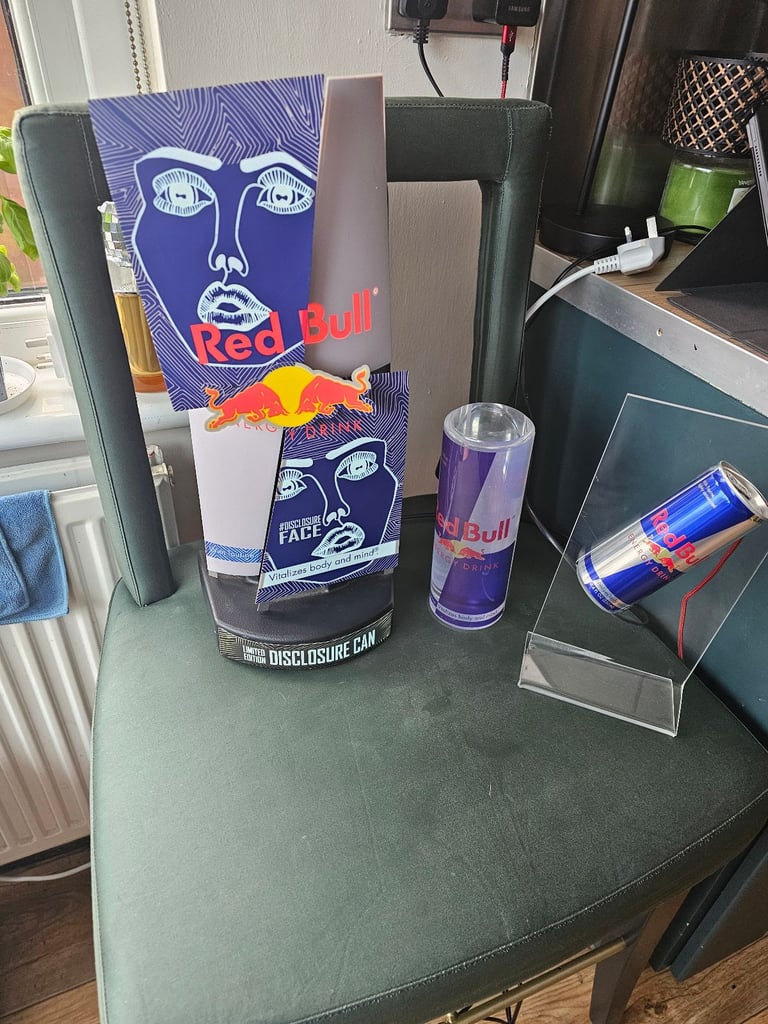 Red bull Display light, Money can and solid plastic display.