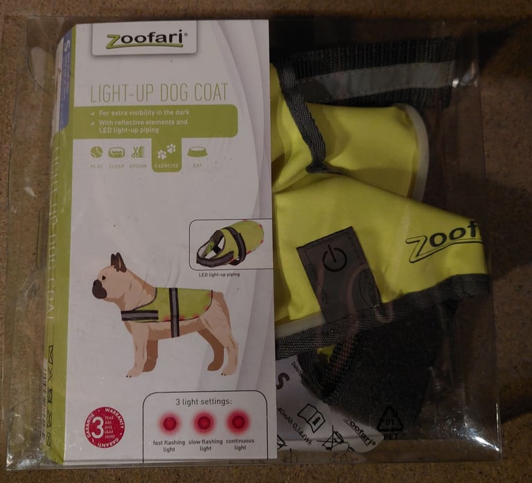 image for Zoofari LIGHT UP Large Dog Rain Coat - Reflective Detail size S 