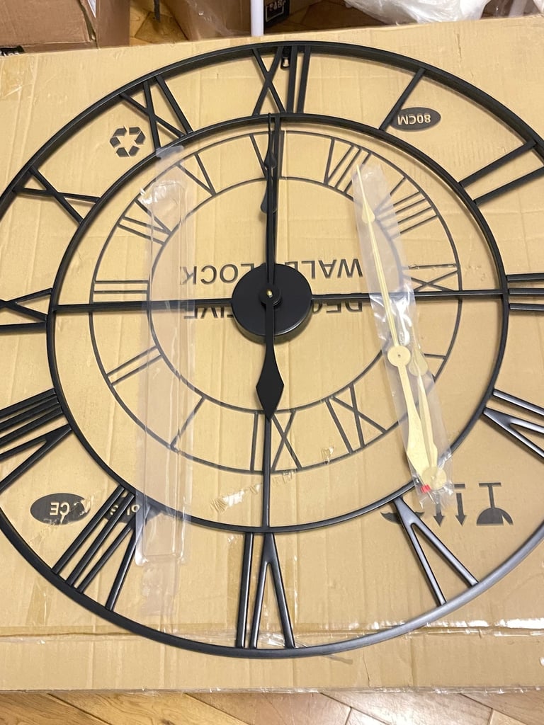 Brand New super large 30 inch 80 cm metal Skelton silent non ticking wall clock