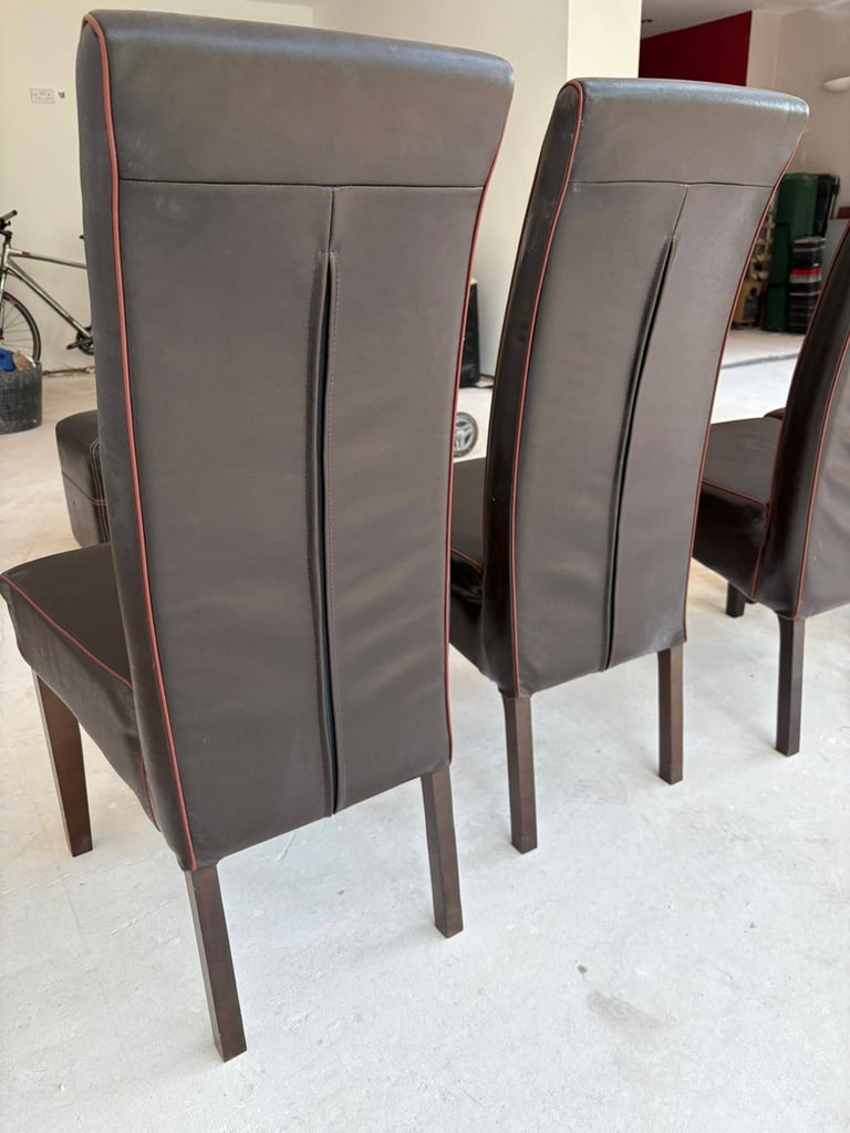 image for Brown real leather high back chairs