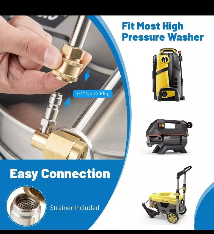 1/4 4000 psi Stainless Steel Pressure Washer surface patio rotary jet Wheels 14 inch quick connect