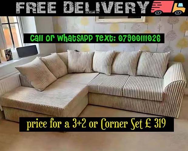 HighEnd Sofas set 2 and 3 seater fabric sofa corner sofa in