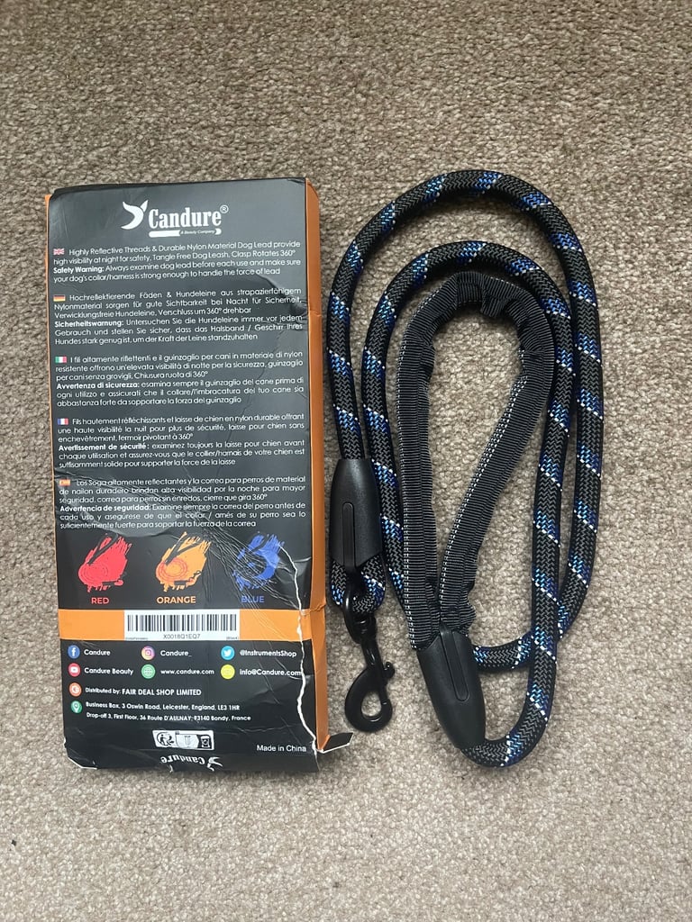 Candure Lightweight, Heavy Duty, Reflective, Padded, 5ft Dog Lead