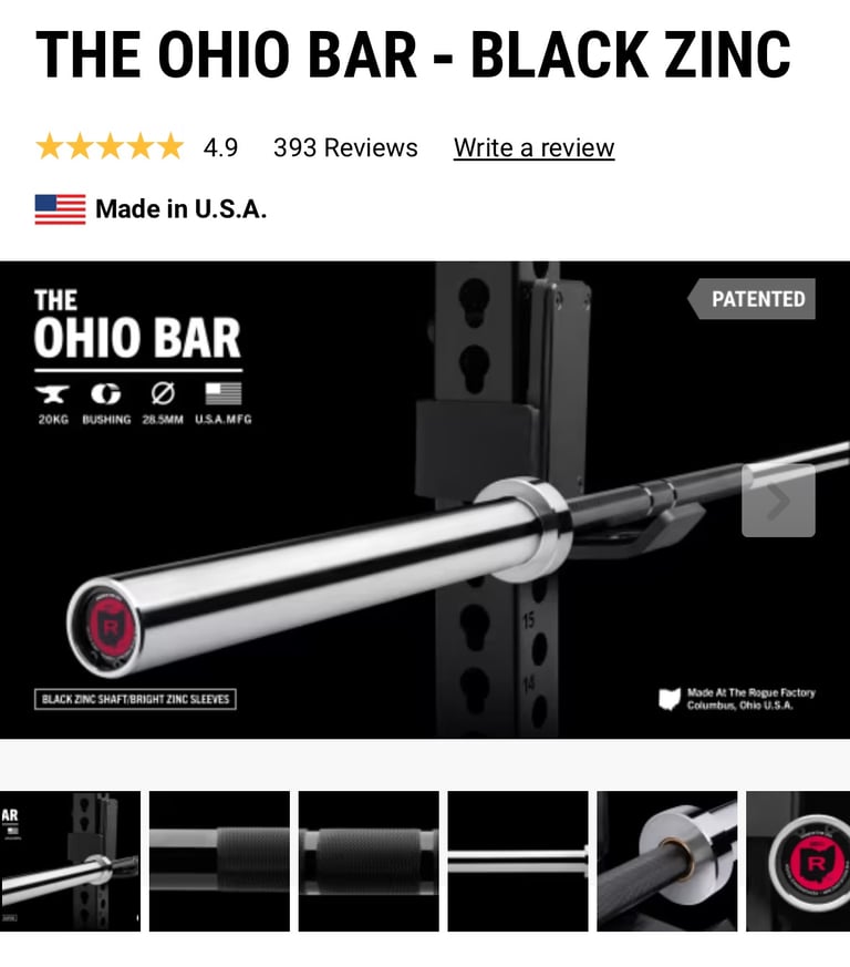Gym set - Rack, bar, bench, weight plates & dumbells