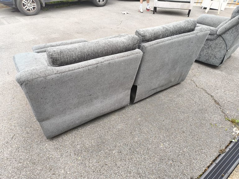 Adriana 2 Seat Manual Fabric Recliner Sofa Couch - Grey Blue