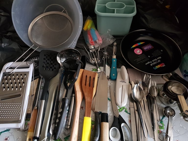image for Basic Kitchen Stuffs,cutlery, measuring cup and jug, bowl, cutlery holder etc