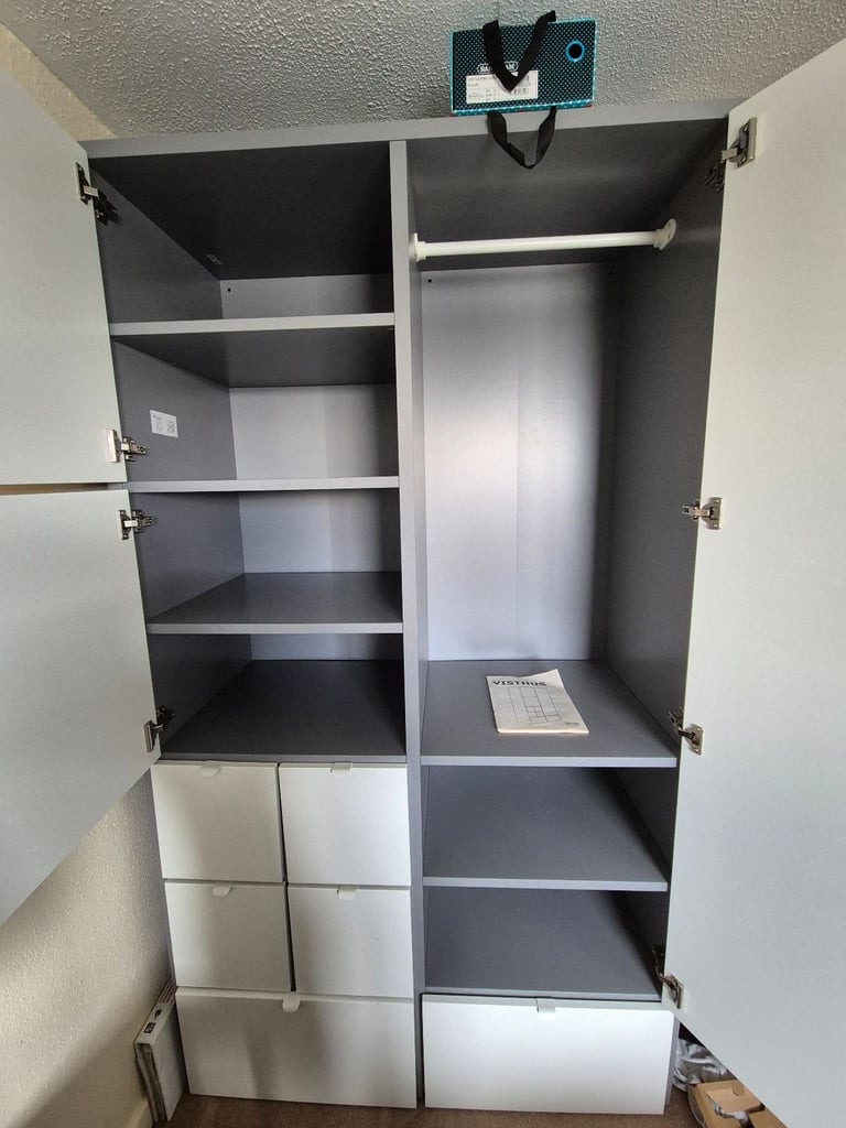 White/Grey VISTHUS IKEA Wardrobe