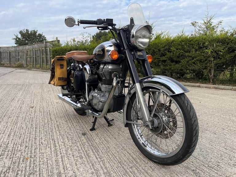 2015 15 ROYAL ENFIELD BULLET CLASSIC EFI MODERN RETRO CHROME  BLACK FI PANNIERS