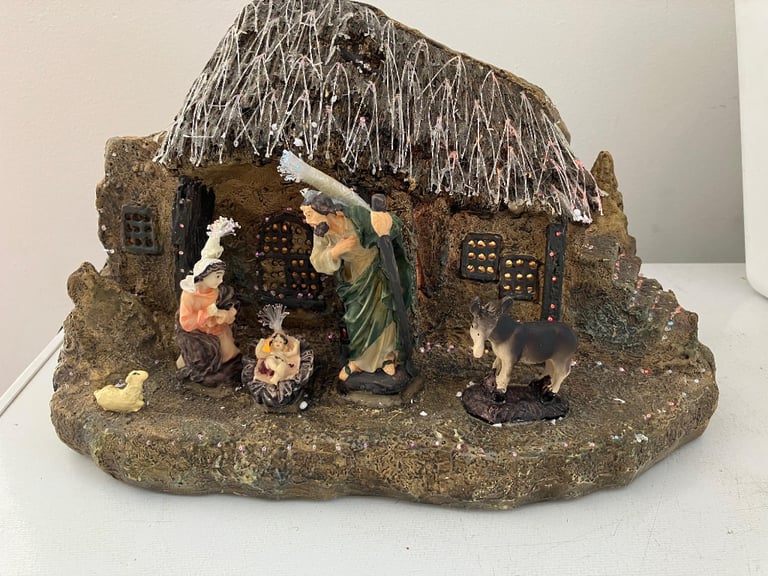 image for Kontsmide fibre optic Christmas decorations - light up village and nativity scene.