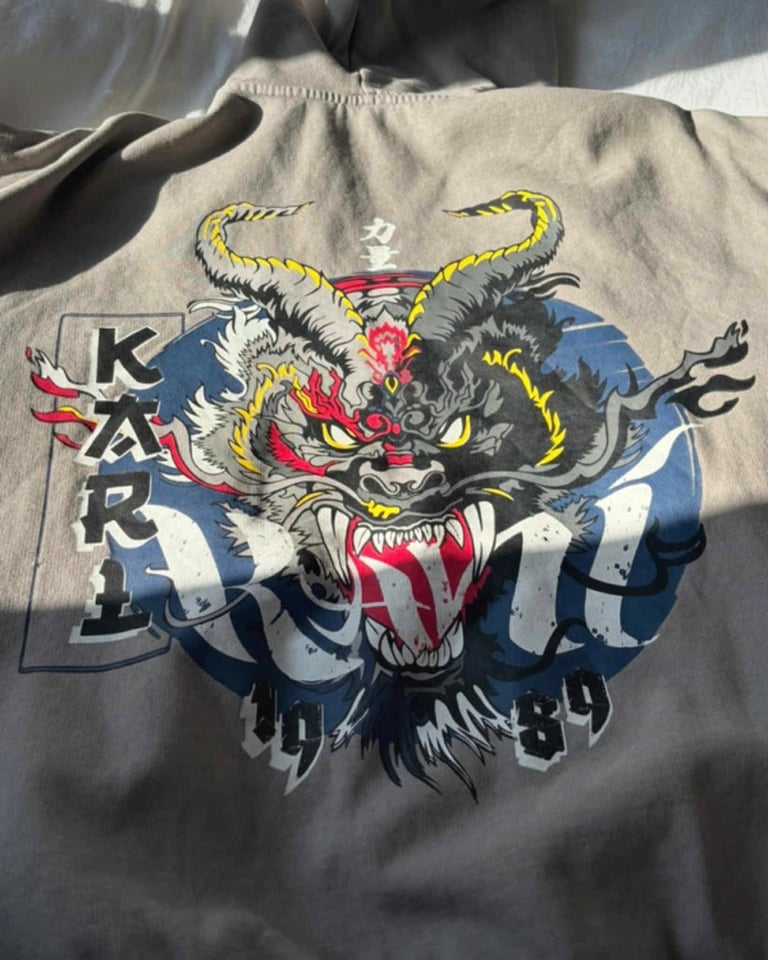 Karl Kani small signature washed os dragon full zip hoodie size L/12