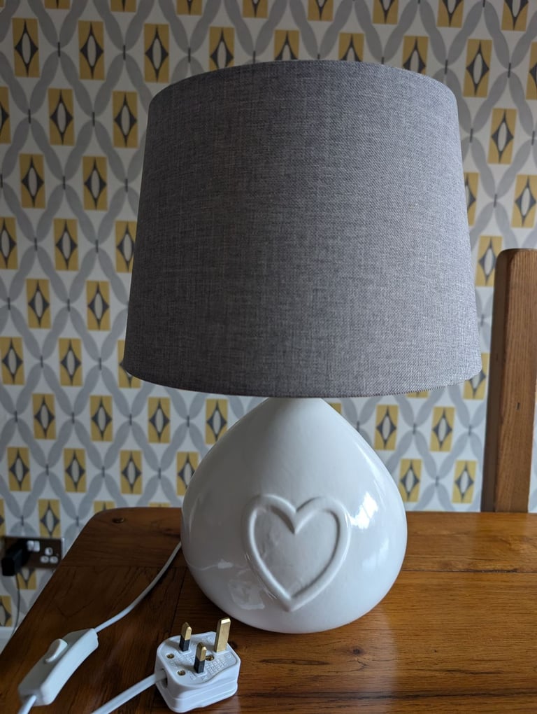 Dunelm heart light and grey lampshade 