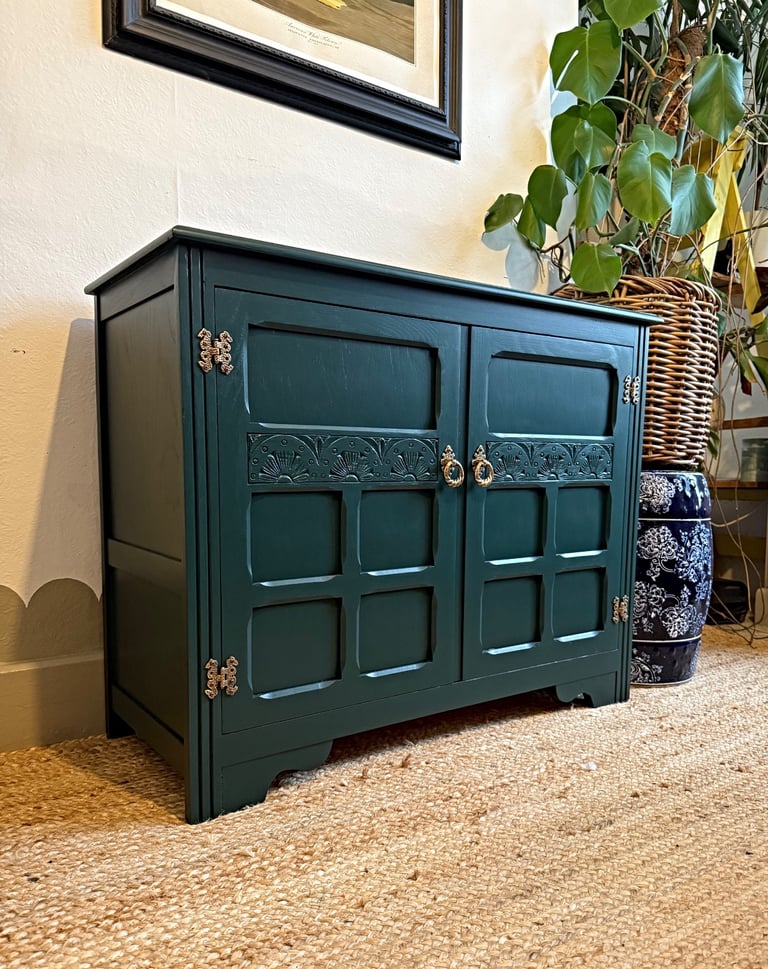 Newly refurbished solid wood sideboard green small 