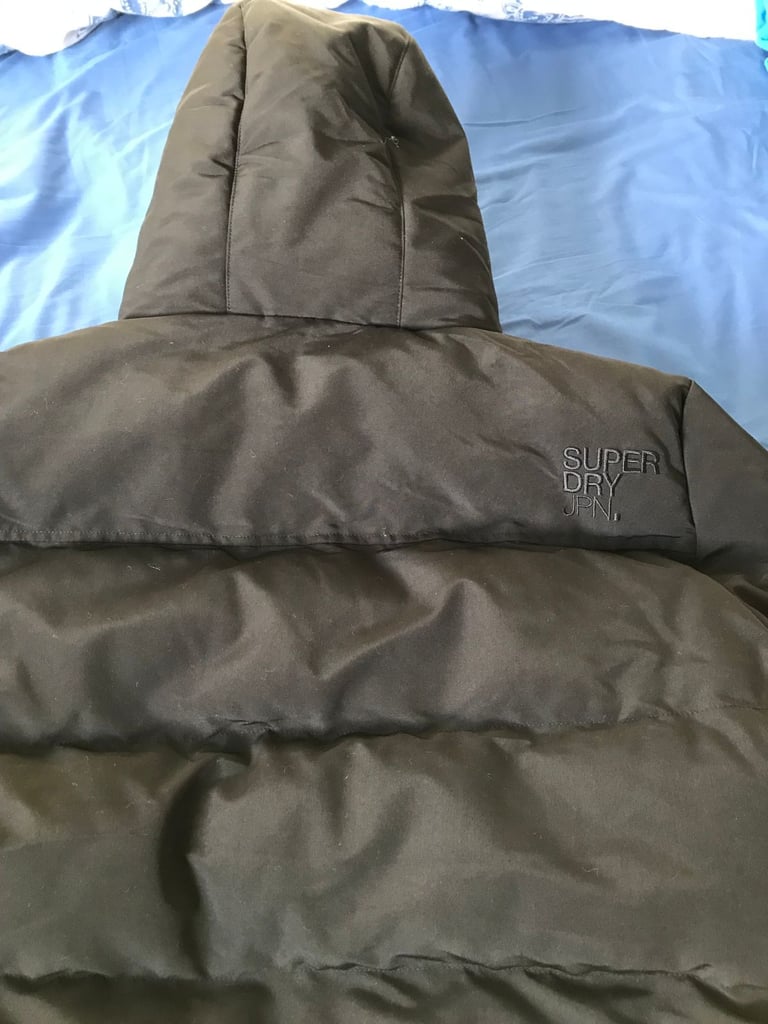 Superdry Everest Short Hooded Puffer Jacket Black Size L Large