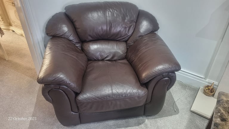 Leather brown sofa 3 2 and 1 set
