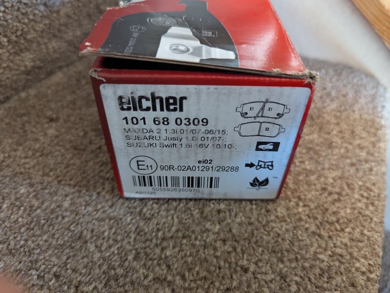 Brake pads, discs, and floor mats