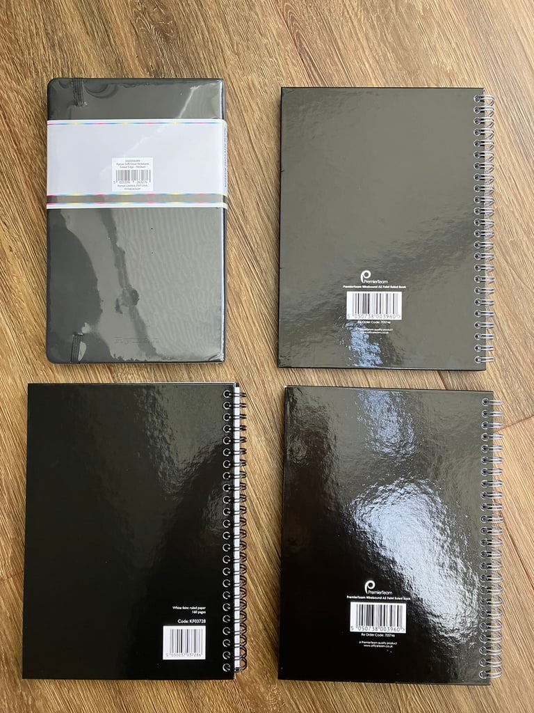 Stationery: Four A5 size notebooks. New. Collect Chichester 