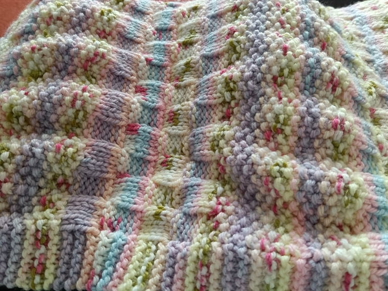 image for Baby blanket in Sirdar Hayfield Blossom, Buttercup .