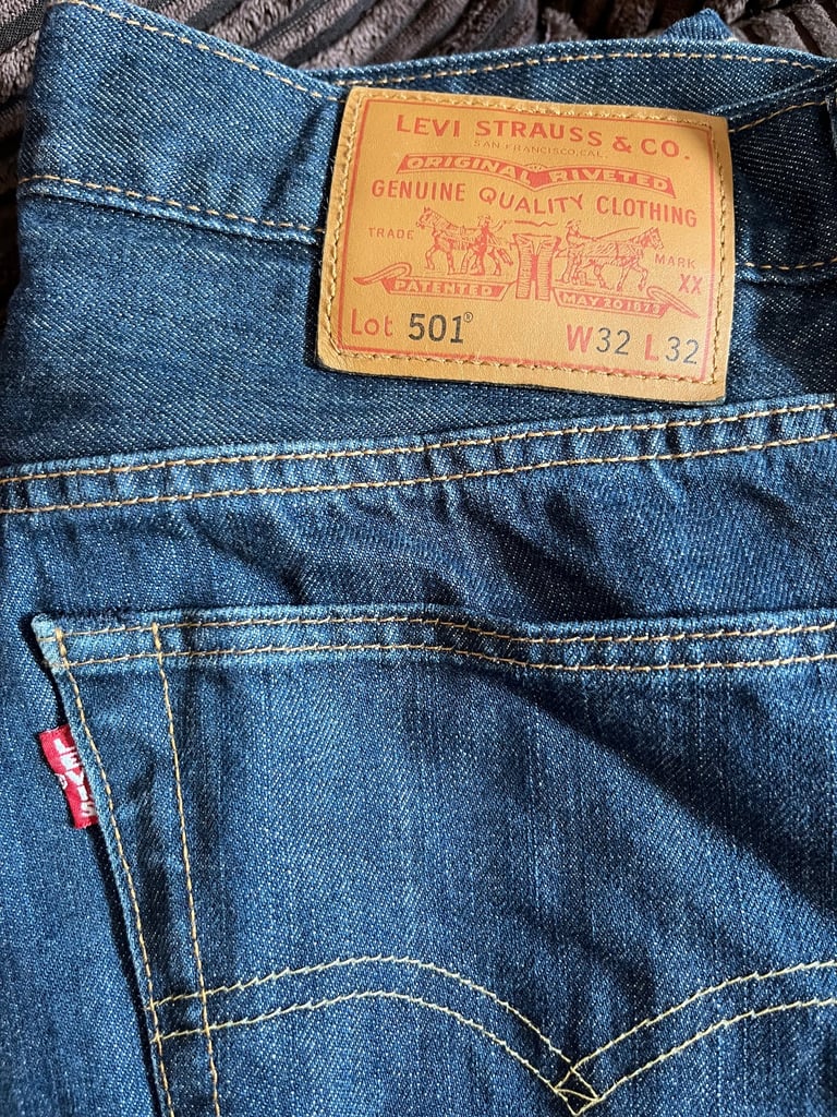 image for Levi 501 navy jeans men’s 